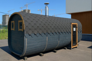 Баня квадро 6 x 2,3 м с боковым входом