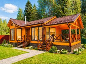 Каркасный дом с беседкой